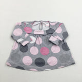 Spotty Pink & Grey Long Sleeve Top - Girls 0-3 Months