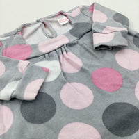 Spotty Pink & Grey Long Sleeve Top - Girls 0-3 Months