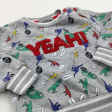 'YEAH!' Dinosaur Grey Sweatshirt - Boys 3-6 Months