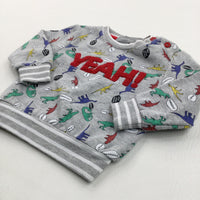 'YEAH!' Dinosaur Grey Sweatshirt - Boys 3-6 Months