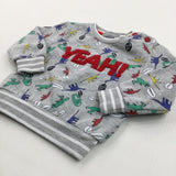 'YEAH!' Dinosaur Grey Sweatshirt - Boys 3-6 Months