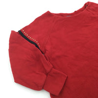 Red Ribbed Thick Jersey Tunic Top - Girls 6 Years