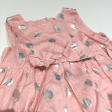 Silver Spots Pink Cotton Party Dress - Girls 6-9m