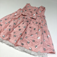 Silver Spots Pink Cotton Party Dress - Girls 6-9m