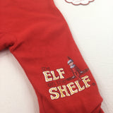 **NEW** 'Elf On The Shelf Red Christmas Babygrow with Matching Hat - Boys/Girls 0-3 Months