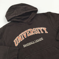 'University Baseball League' Brown Hoodie Sweatshirt - Boys 7 Years