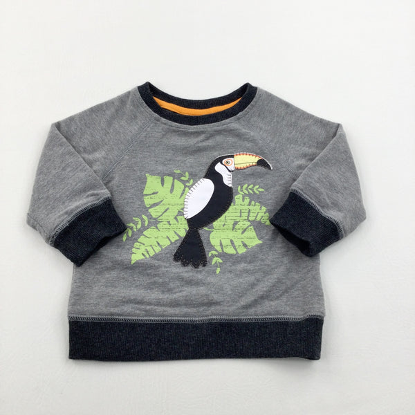 Toucan Appliqued Grey Sweatshirt - Boys 3-6 Months