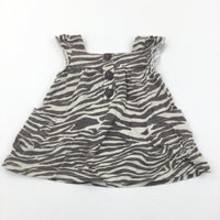 Animal Stripes Khaki & Brown Lightweight Jersey Dress - Girls 6-9 Months