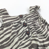 Animal Stripes Khaki & Brown Lightweight Jersey Dress - Girls 6-9 Months