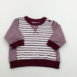 Striped Maroon & White Sweatshirt - Boys 3-6 Months