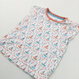 Colourful Sailing Boats White & Peach T-Shirt - Girls 6-9 Months