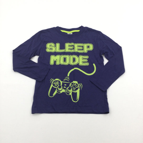 'Sleep Mode' Game Controller Blue & Yellow Pyjama Top - Boys 6-7 Years
