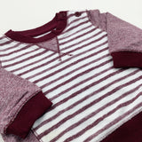 Striped Maroon & White Sweatshirt - Boys 3-6 Months