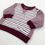 Striped Maroon & White Sweatshirt - Boys 3-6 Months