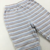 Blue, White & Brown Stripe Trousers - Boys 0-3 Months