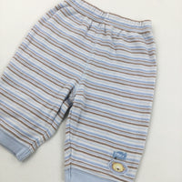 Blue, White & Brown Stripe Trousers - Boys 0-3 Months