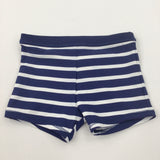 Navy & White Striped Swim Shorts - Boys 18-24 Months