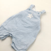 Star Appliqued Light Blue Jersey Short Dungarees - Boys 9-12 Months
