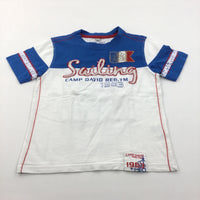 'Sailing' Appliqued Blue & White T-Shirt - Boys 5-6 Years