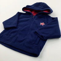 'Sport' Star Motif Navy Half Zip Hoodie - Boys 3-6 Months