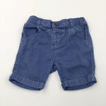 Blue Cotton Twill Shorts - Boys 9-12 Months