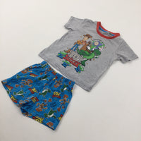 'Toy Story' Grey & Blue Short Pyjamas - Boys 18-24 Months