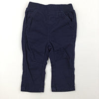 Navy Trousers with Elastic Waist - Boys 0-3 Months