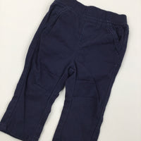 Navy Trousers with Elastic Waist - Boys 0-3 Months