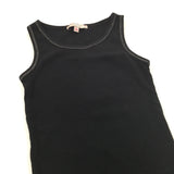 Silvery Thread Ribbed Black Vest Top - Girls 6 Years