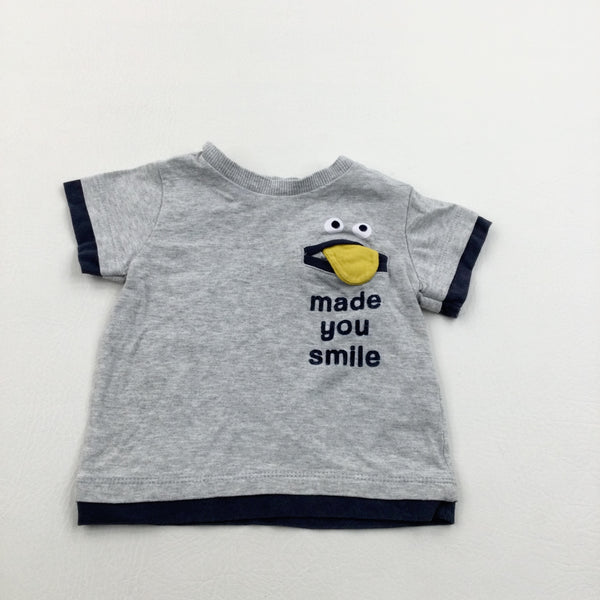 'Made You Smile' Grey & Navy T-shirt - Boys 3-6 Months