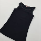 Silvery Thread Ribbed Black Vest Top - Girls 6 Years