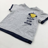 'Made You Smile' Grey & Navy T-shirt - Boys 3-6 Months