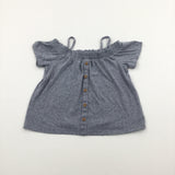 Grey Striped Jersey Open Neck Strappy Top - Girls 7 Years