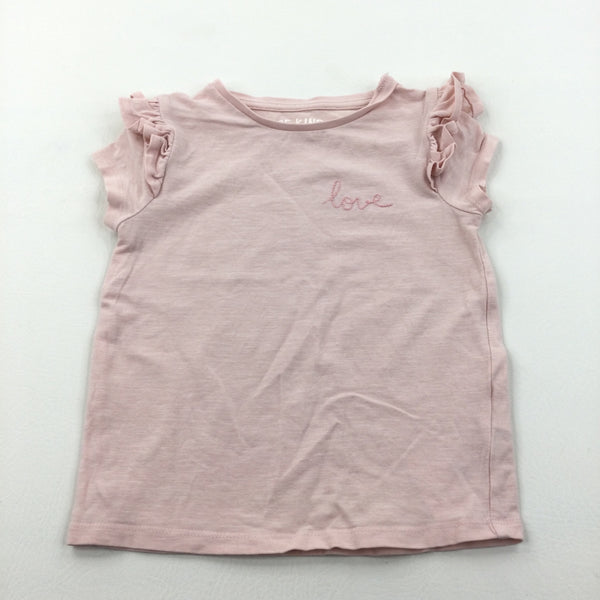 'Love' Pale Pink T-Shirt - Girls 3-4 Years