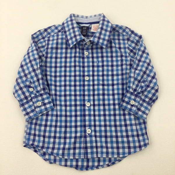 Blue Checked Long Sleeve Shirt - Boys 18-24 Months