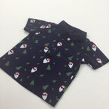 Santas & Christmas Trees Navy Christmas Polo Shirt - Boys 3-6 Months