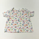 Butterflies & Flowers Colourful White T-Shirt - Girls 0-3 Months