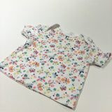Butterflies & Flowers Colourful White T-Shirt - Girls 0-3 Months