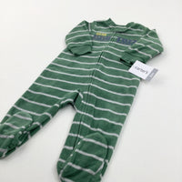 **NEW** 'Little Brother' Striped Green & Grey Lightweight Pramsuit - Boys 6 Months