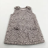 Animal Print Beige Pinafore Dress - Girls 3-6 Months