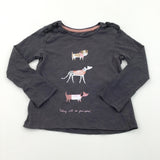 'Today Will Be Pawsome' Dogs Charcoal Grey Long Sleeve Top - Girls 2-3 Years