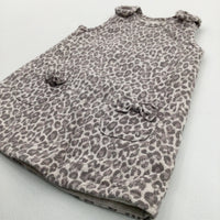 Animal Print Beige Pinafore Dress - Girls 3-6 Months