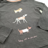 'Today Will Be Pawsome' Dogs Charcoal Grey Long Sleeve Top - Girls 2-3 Years