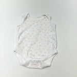 Pink & White Flowers Sleeveless Bodysuit - Girls 0-3 Months