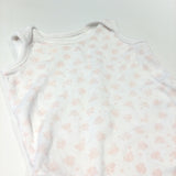 Pink & White Flowers Sleeveless Bodysuit - Girls 0-3 Months
