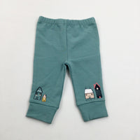 Houses Print Green Joggers- Girls 3-6 Months