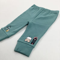 Houses Print Green Joggers- Girls 3-6 Months