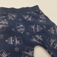 Snowmen Grey & Blue Christmas Tracksuit Bottoms - Boys 6-9 Months