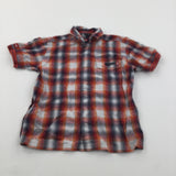 'Quiksilver' Red, Orange, White & Navy Checked Cotton Shirt - Boys 6-7 Years