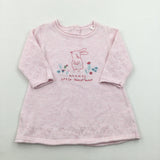 'Mummy's Little Sweetheart' Bunny & Flowers Embroidered Pink Knitted Dress - Girls 3-6 Months